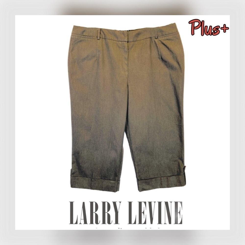➕🌻 LARRY LEVINE || Plus-Size Stretch Cuffed Crop Pants-